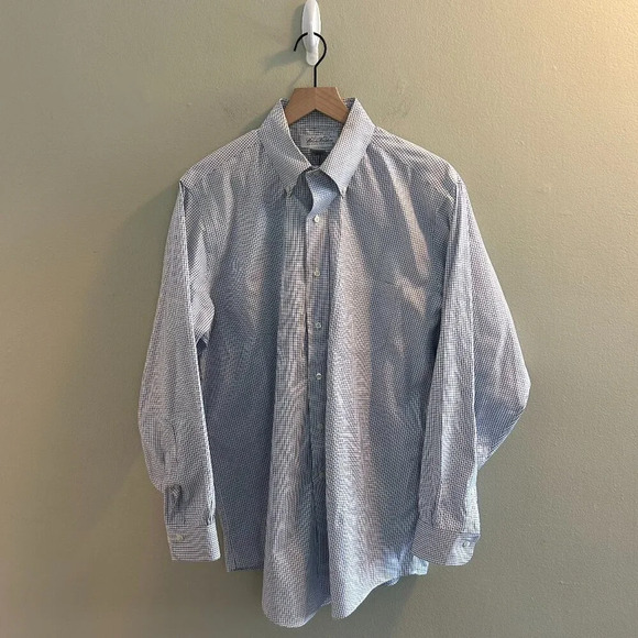 Brooks Brothers Other - Brooks Brothers Original Polo Shirt Mens Size 16 32/33 Plaid White Blue Buttons
